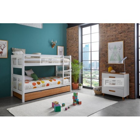 Litera de madera Venus 90x190 de pino macizo