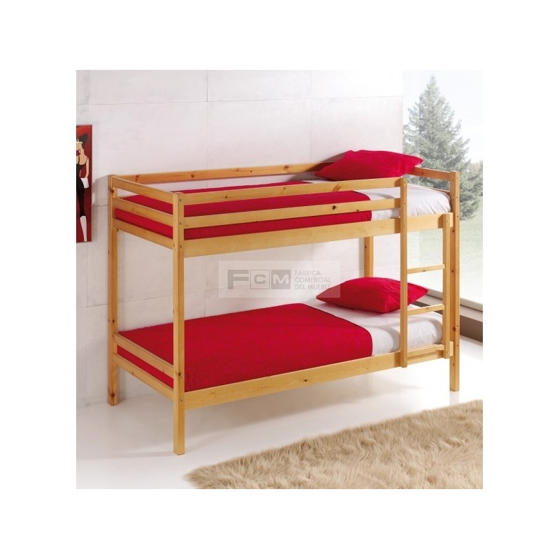 Cama con somier de láminas de madera de pino en rosa empolvado, 90x190